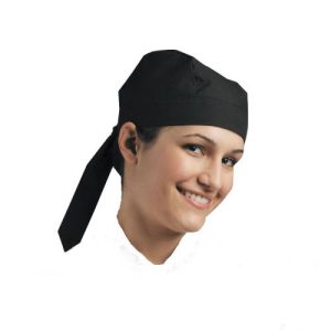 CHEFS UNIFORM – SCULL CAP (TIE AT BACK) BLACK UNI5013