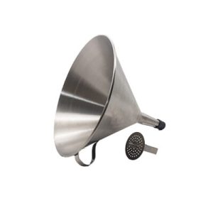 FUNNEL ROUND S/STEEL WITH REMOVABLE STRAINER - 200MM - FRS0200
