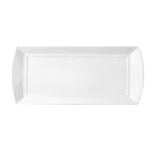 ACCENT FORTIS WHITE RECT. PLATE WITH HANDLE 29CM X 13CM - NG6184-29