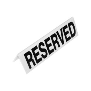 RESERVED TABLE SIGN PLASTIC - (WHITE) - RTS0002